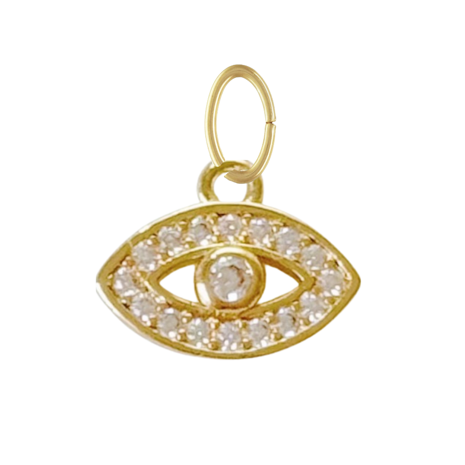 Dainty Gold CZ Gem Evil Eye