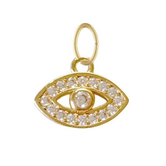 Dainty Gold CZ Gem Evil Eye