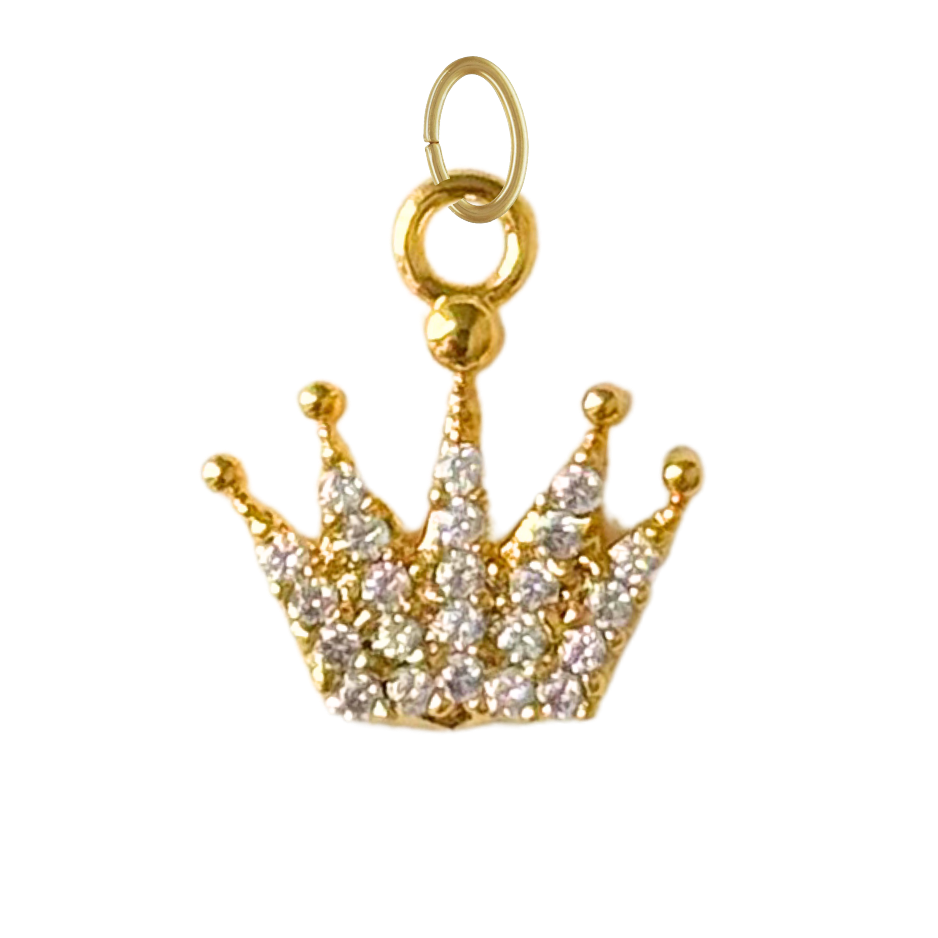 Dainty Gold CZ Gem Crown Charm
