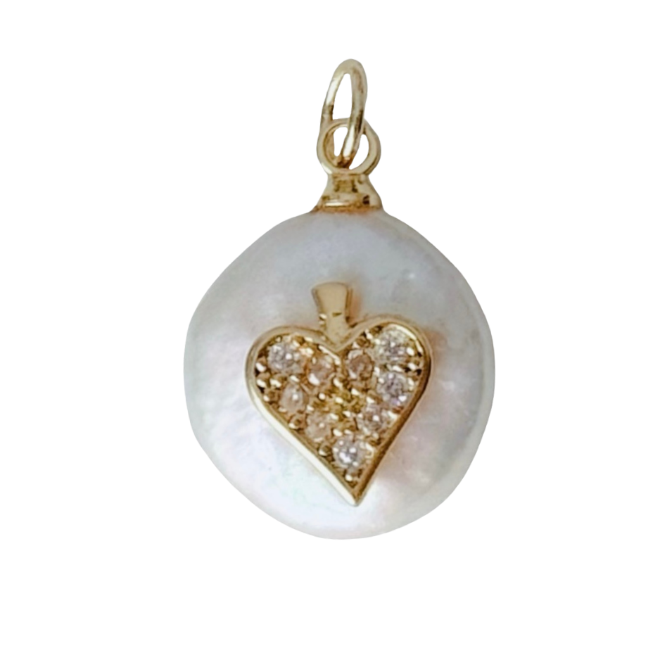 CZ Heart Pearl Pendant