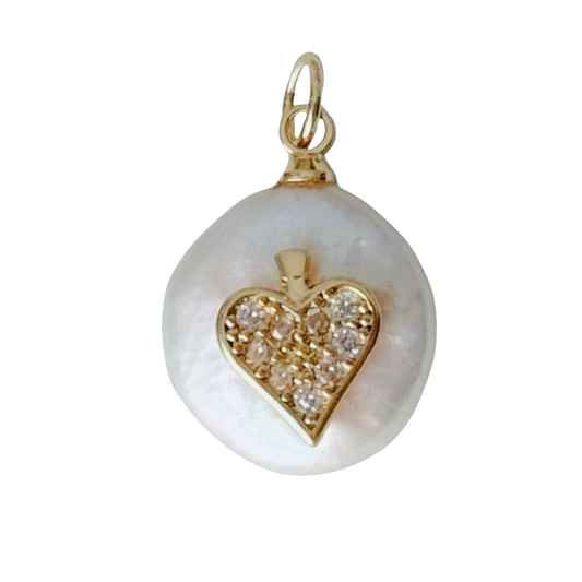 CZ Heart Pearl Pendant
