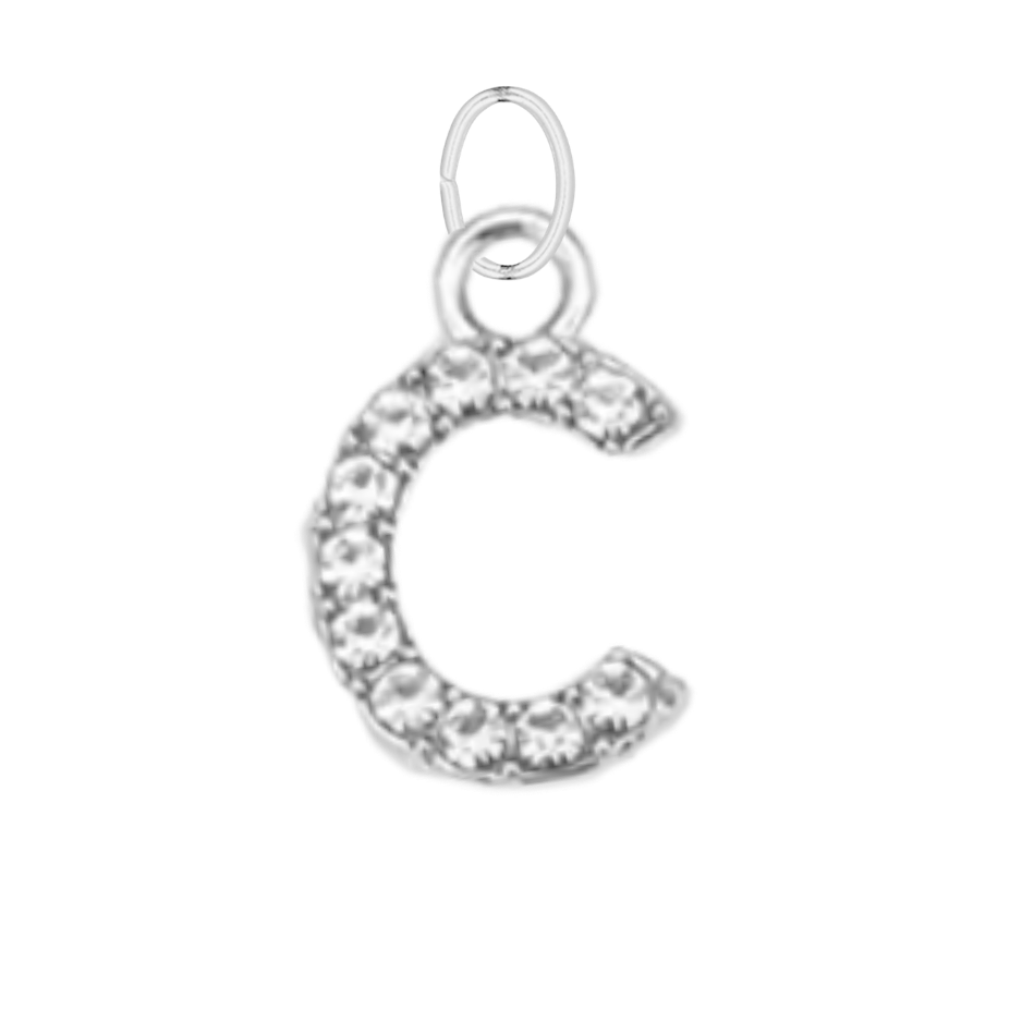 Small Silver CZ Gem Initial