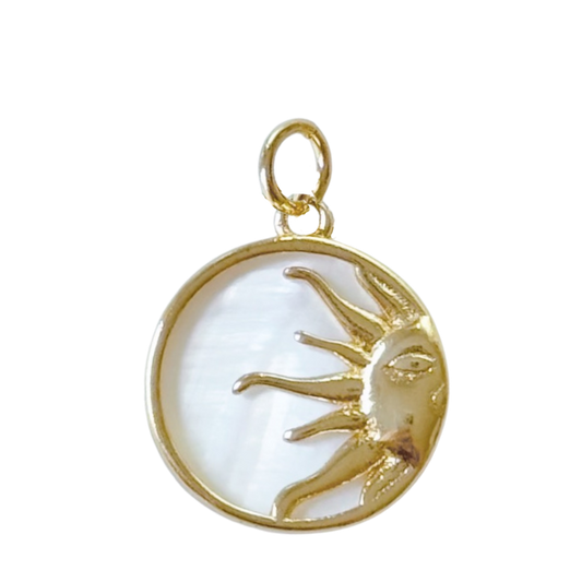 Gold Mother of Pearl Sun Pendant