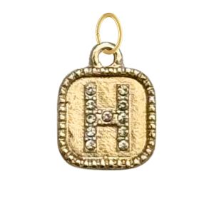 Gold CZ Gem Initial Charm