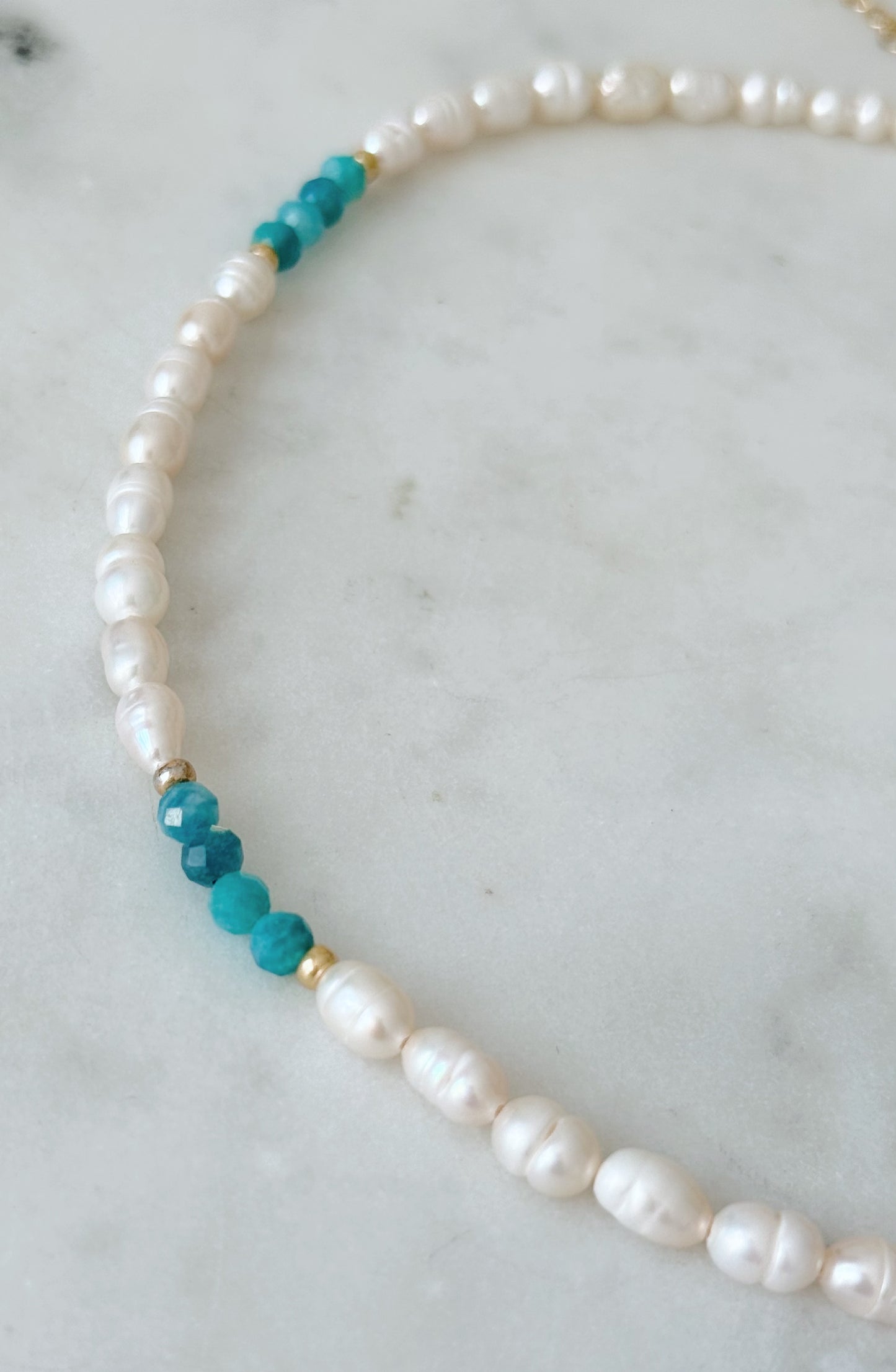 Bali Amazonite and pearl necklace