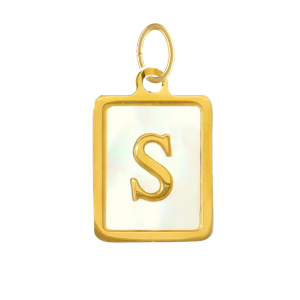 Mother of Pearl Square Initial Charm