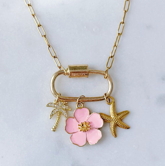 Pink Paradise Carabiner Necklace
