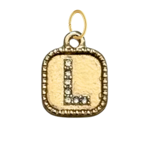 Gold CZ Gem Initial Charm