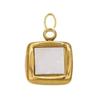 Square Gold Mother of Pearl Charm