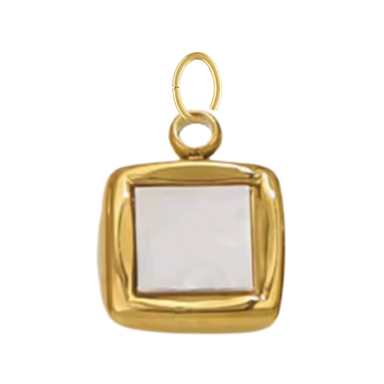 Square Gold Mother of Pearl Charm