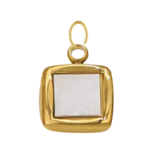 Square Gold Mother of Pearl Charm