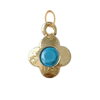 Dainty Gold Clover with Turquoise Gem Charm