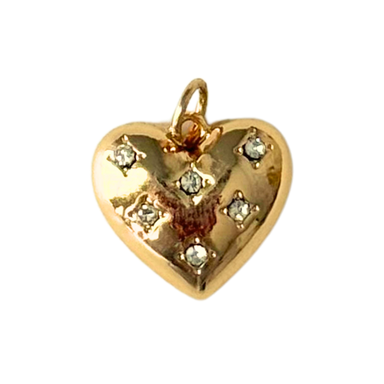 Gold Heart Pendant with CZ Gem Pattern