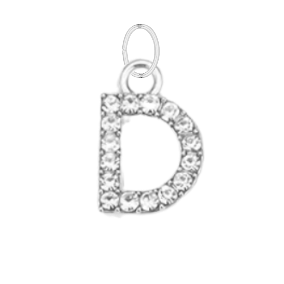 Small Silver CZ Gem Initial