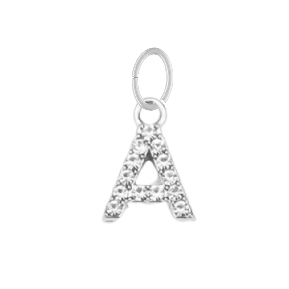 Dainty Silver CZ Gem Initial