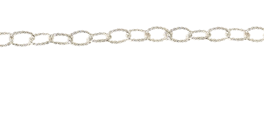 Silver Large Textured Oval Chain