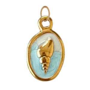 Small Turquoise Enamel Seashell Charm