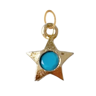 Dainty Gold Star with Turquoise Gem Charm