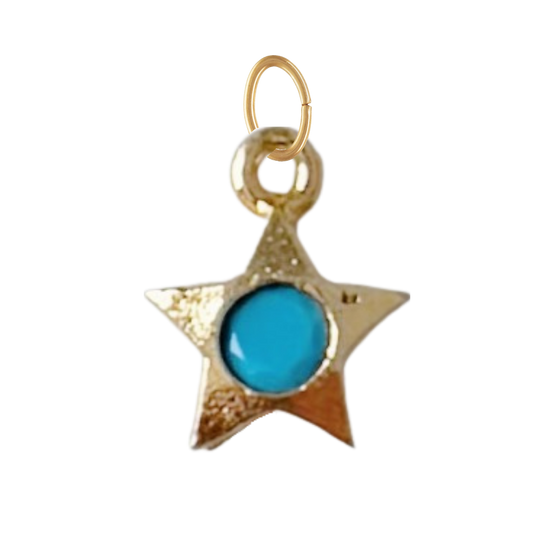 Dainty Gold Star with Turquoise Gem Charm