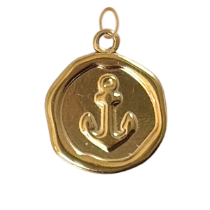 Gold anchor coin charm