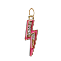 Large Enamel Lightning Bolt Pendant: Hot Pink