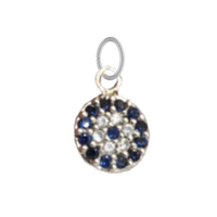 Small Silver and Navy Blue CZ Gem Evil Eye