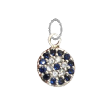 Small Silver and Navy Blue CZ Gem Evil Eye