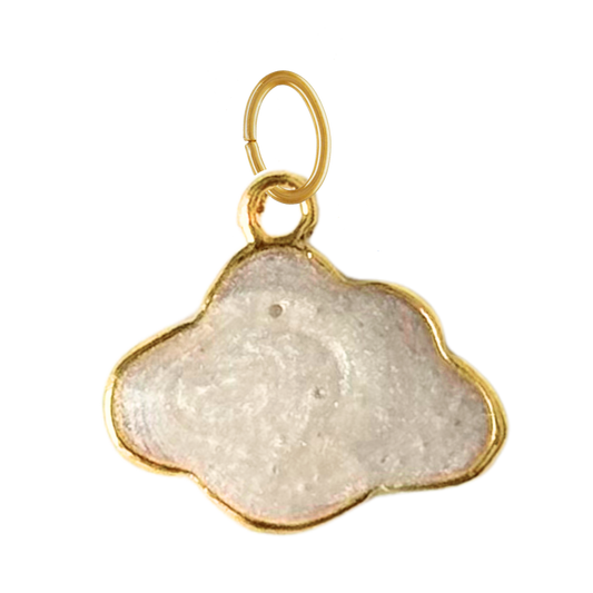 Gold Cloud Charm with Pearl White Enamel