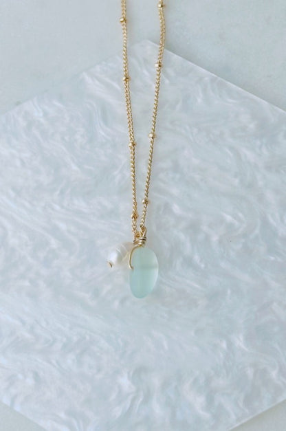 Sea glass & pearl necklace