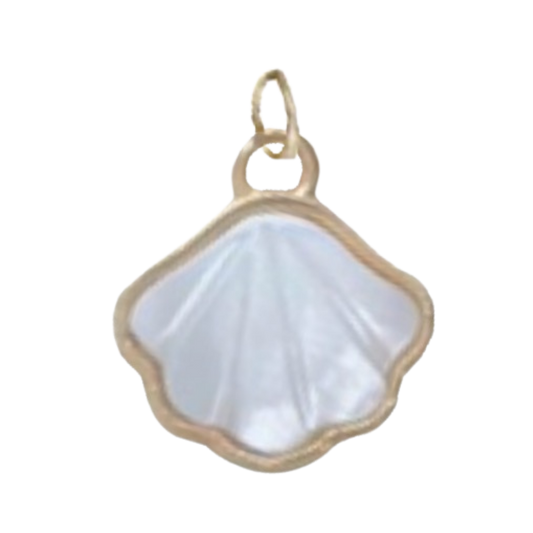 Gold White Enamel Sea Shell Charm