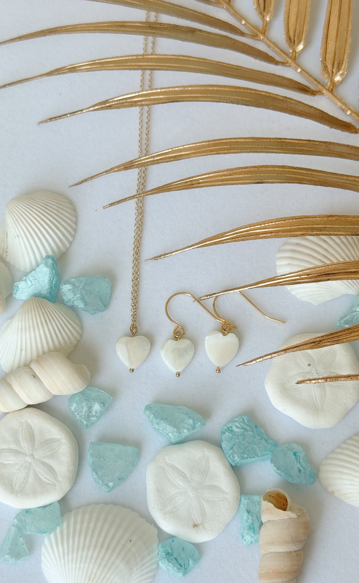 Shell Heart necklace and earring gift set