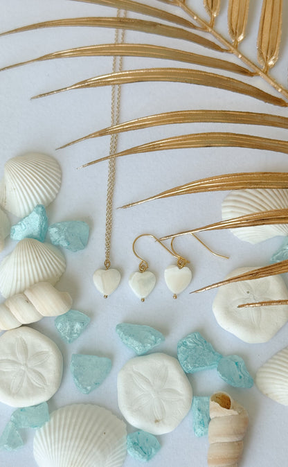 Shell Heart necklace and earring gift set