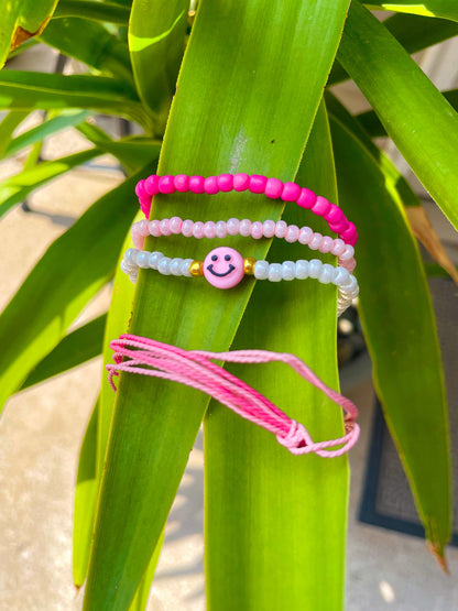 Pink paradise bracelet stack