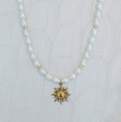 Chunky Pearl & Gold Charm Necklace