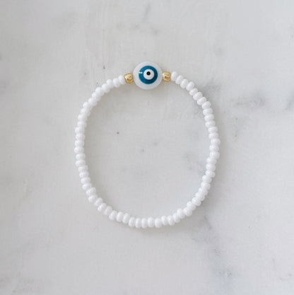 Shell Evil Eye Beaded Bracelet
