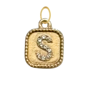 Gold CZ Gem Initial Charm