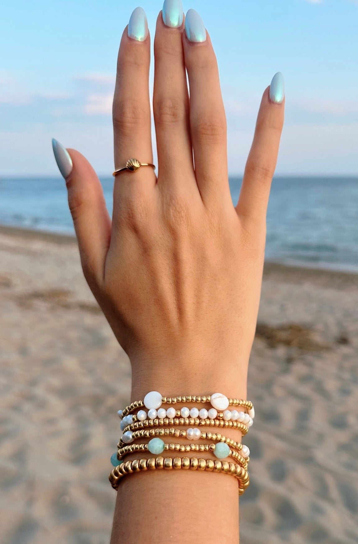 Boardwalk beaded bracelet stack