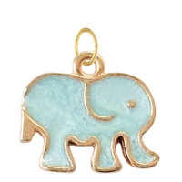 Gold Turquoise Enamel Elephant Charm