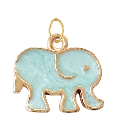 Gold Turquoise Enamel Elephant Charm