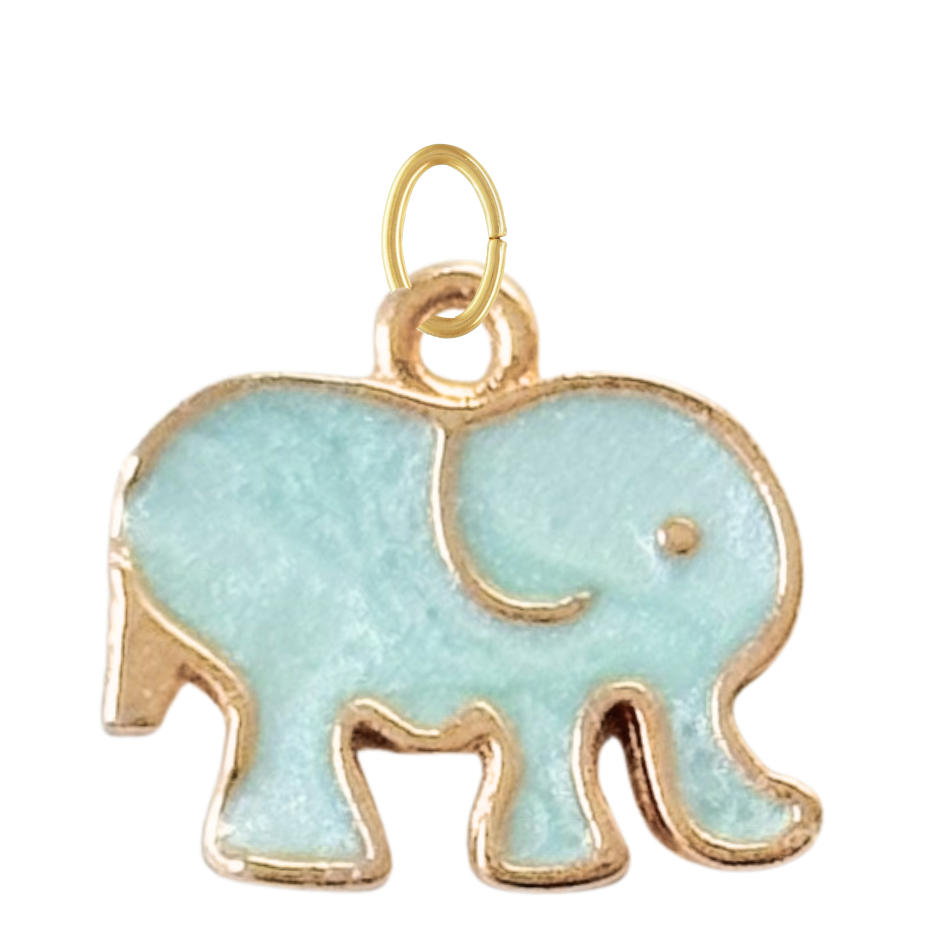 Gold Turquoise Enamel Elephant Charm