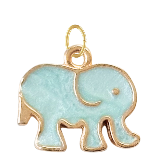Gold Turquoise Enamel Elephant Charm