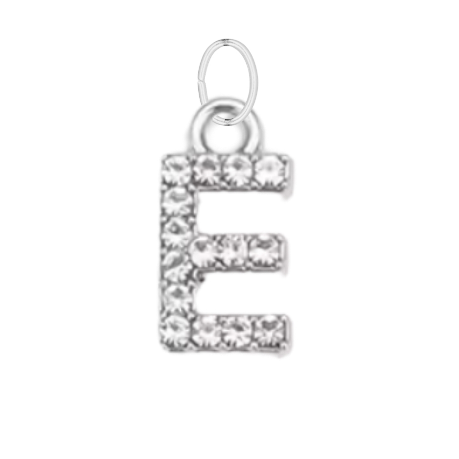 Small Silver CZ Gem Initial