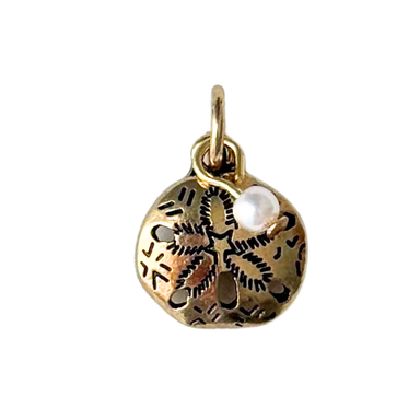 Dainty Gold Sand Dollar with Pearl Charm