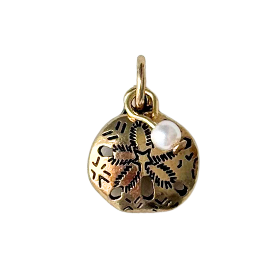 Dainty Gold Sand Dollar with Pearl Charm