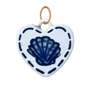 Navy Blue Clay Seashell Heart Pendant