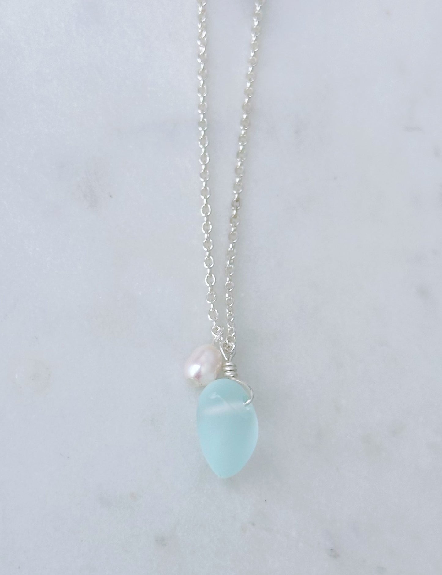 Sea glass & pearl necklace