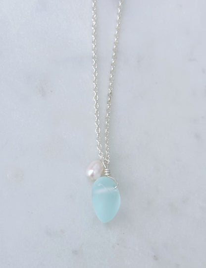 Sea glass & pearl necklace