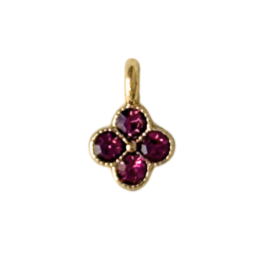 Tiny Hot Pink CZ Gem Clover Charm