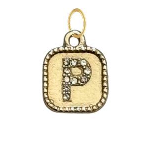 Gold CZ Gem Initial Charm