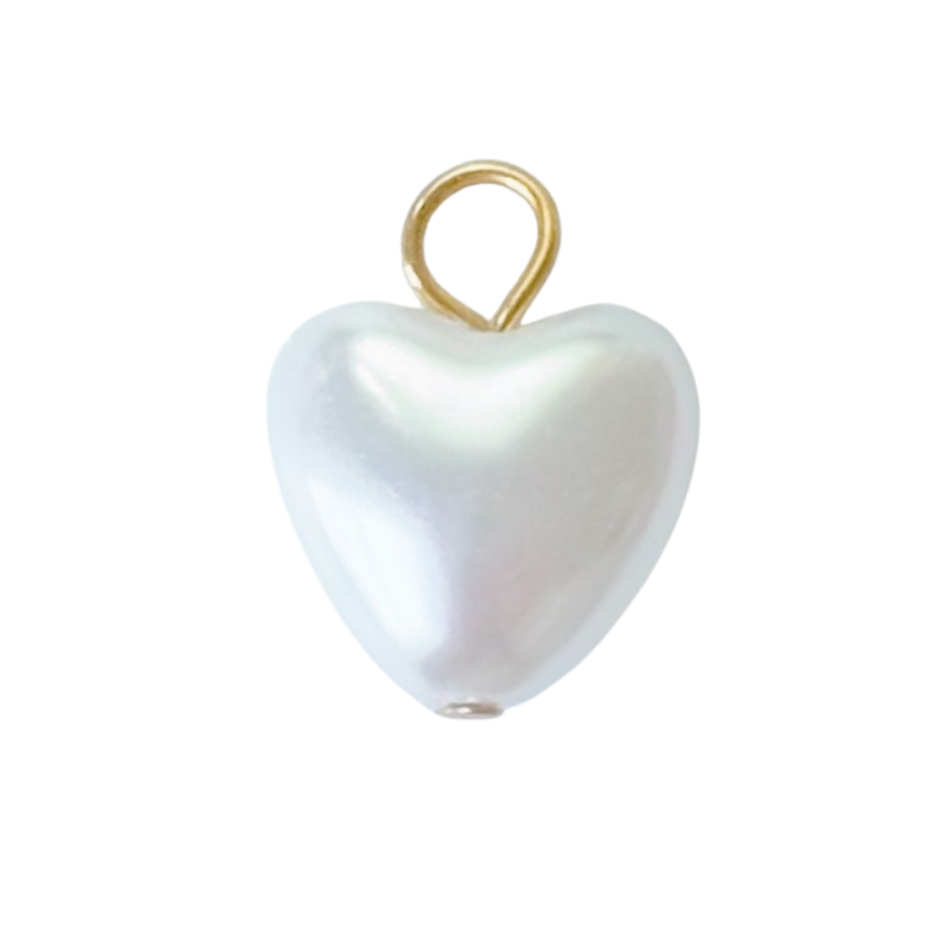 Small Faux Pearl Heart Charm